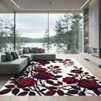 Rich Crimson Rose Vine Garland Rug