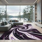 Abstract Purple Swirl Marble Art Rug