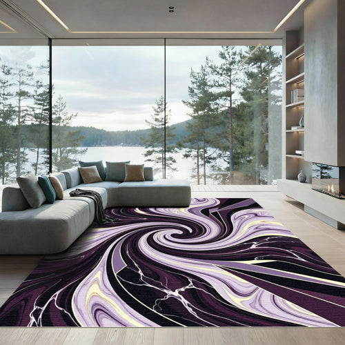 Abstract Purple Swirl Marble Art Rug