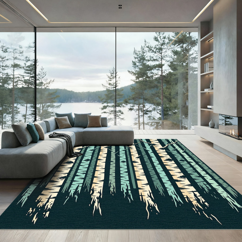 Minimalist Forest Birch Grove Rug