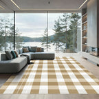 Classic Tan White Checkered Rug