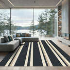 Dark Blue Cream Striped Composition Rug