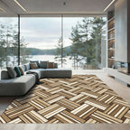 Woven Tan Herringbone Stripes Rug