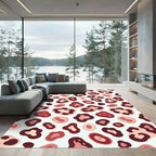 Abstract Blush and Maroon Leopard Spot Rug