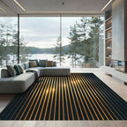 Dark Gold Vertical Stripe Illumination Rug