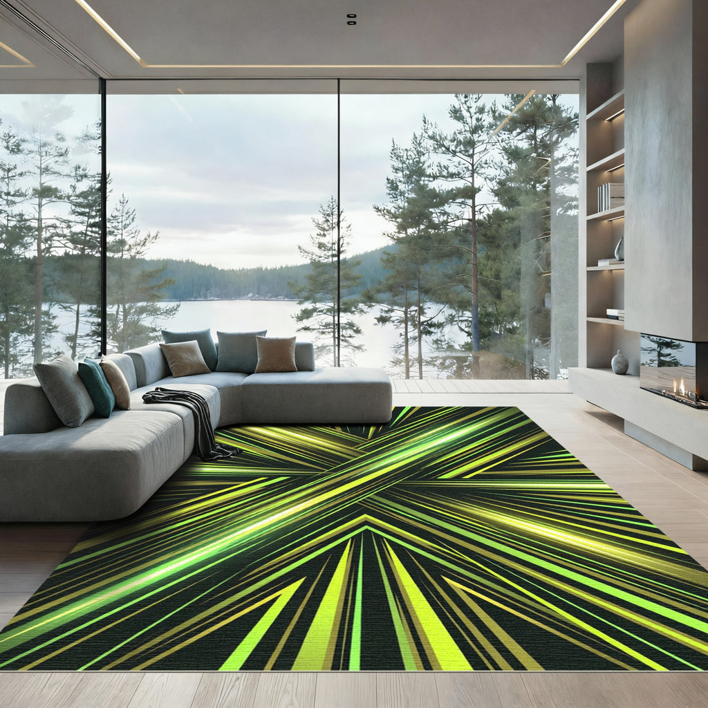 Vibrant Lime Green Streaks Rug