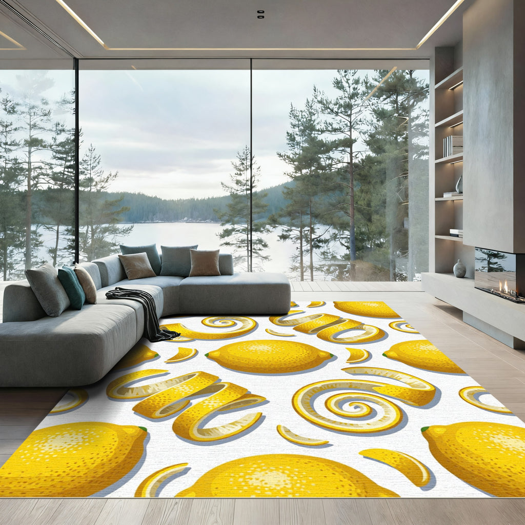 Sunny Lemon Fruit Citrus Peel Rug
