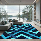 Deep Ocean Chevron Geometric Rug