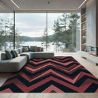 Modern Geometric Crimson Chevron Art Rug