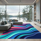 Vibrant Multicolored Abstract Flowing Wave Rug