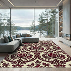 Rich Burgundy Pomegranate Damask Rug