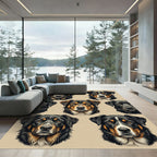 Tri-color Bernese Mountain Dog Portrait Grid Rug