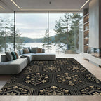 Gilded Floral Hexagon Art Rug