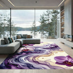 Elegant Purple Orchid Watercolor Flow Rug