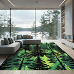Emerald Forest Silhouette Trees Rug