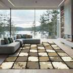Distressed Earthy Neutral Stone Mosaic Rug