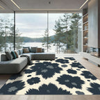 Moody Abstract Charcoal Floral Cream Backdrop Rug