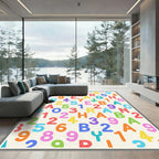 Colorful Alphabet and Number Collage Rug