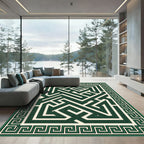 Green Maze Greek Key Border Rug