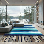 Coastal Blue Wave Plank Floor Art Rug