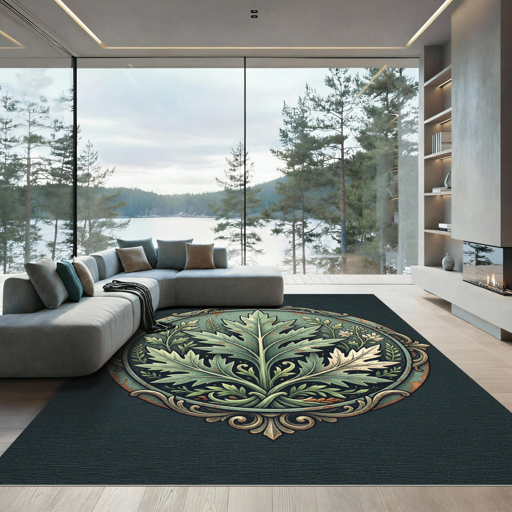 Sage Botanical Acanthus Circular Medallion Rug