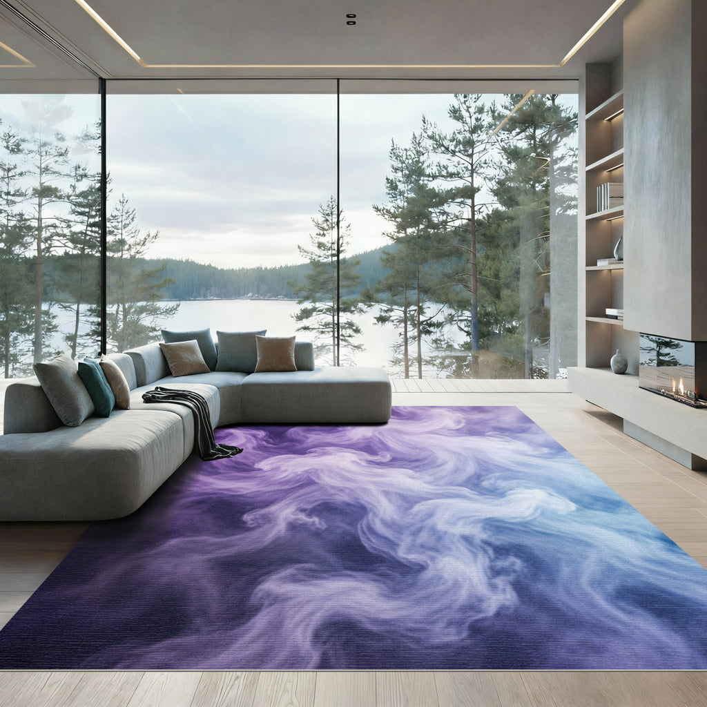 Mystic Purple Blue Swirling Smoke Rug