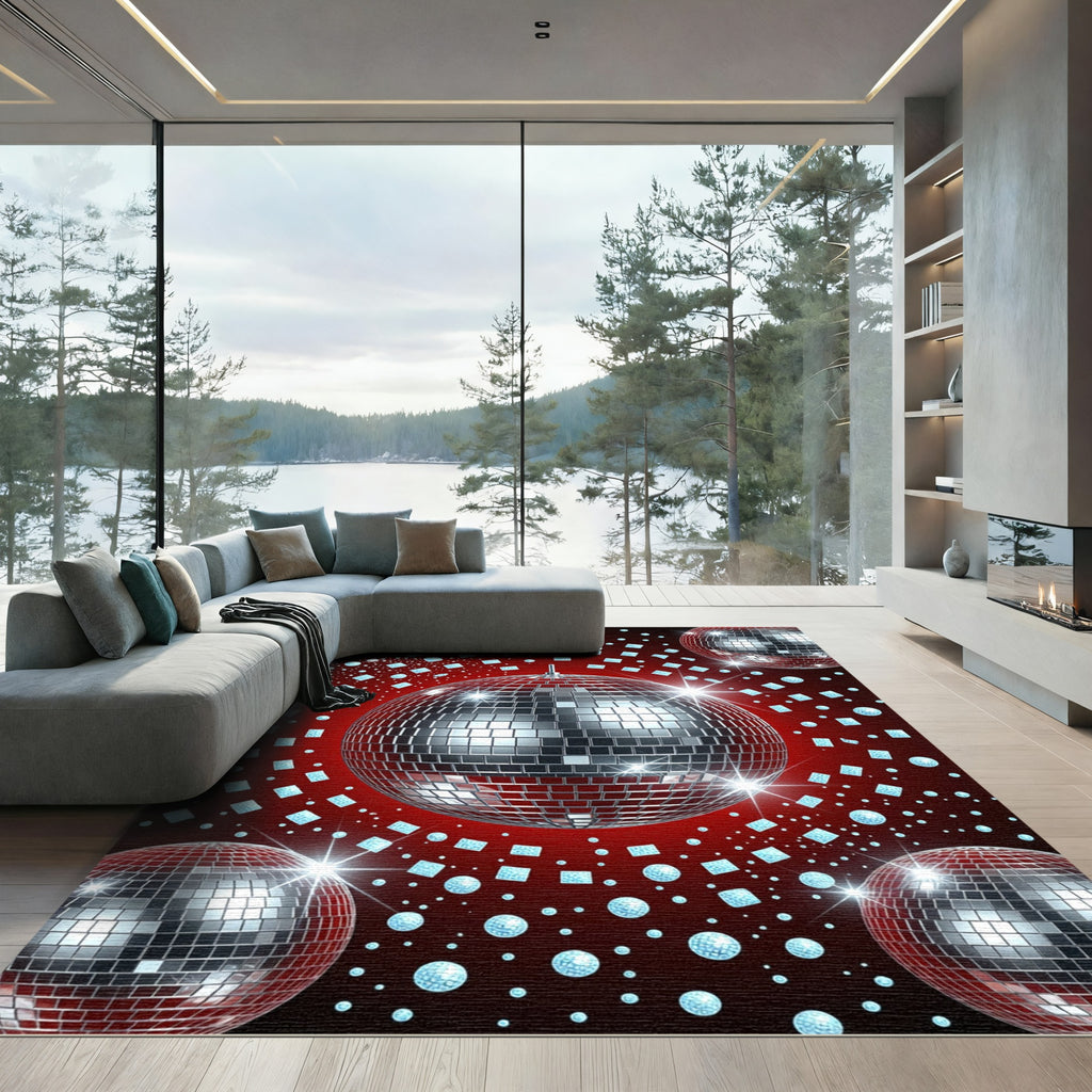 Sparkling Disco Balls Starbursts Rug
