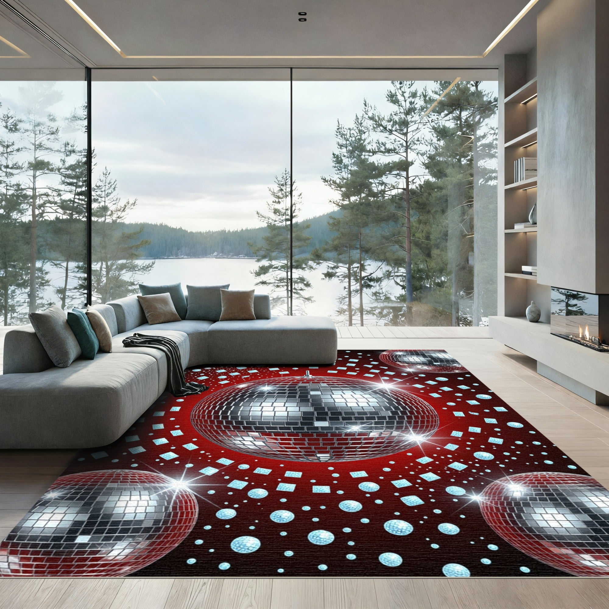 Sparkling Disco Balls Starbursts Rug