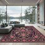 Dark Floral Archway Golden Foliage Rug
