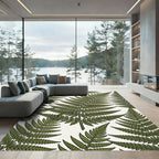 Lush Forest Fern Green Botanical Art Rug
