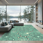 Teal Atomic Molecular Structure Rug
