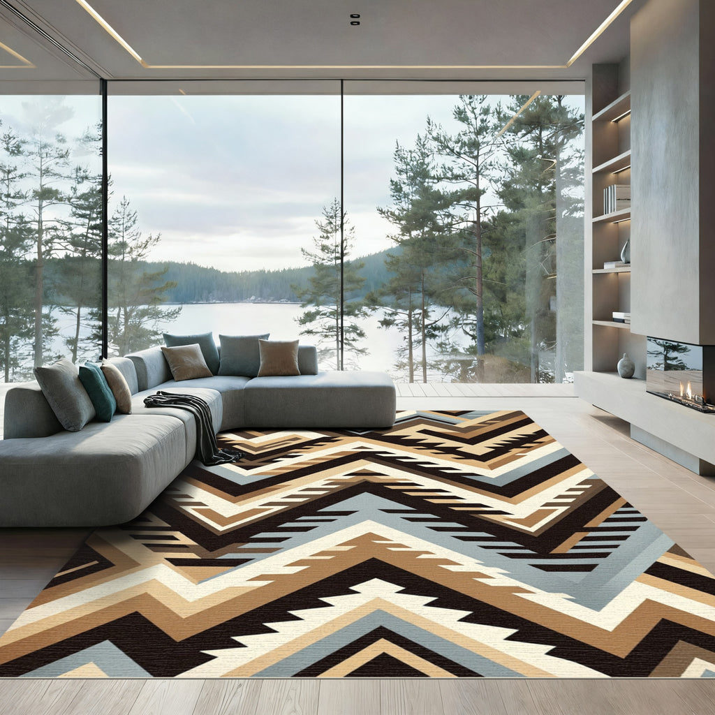 Earth Tones Geometric Chevron Rug