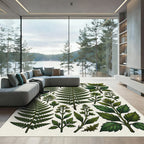 Lush Green Botanical Forest Ferns Rug