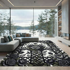 Gothic Black Rose Garden Lattice Rug