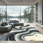 Modern Charcoal Gray Swirl Rug