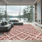 Geometric Rose Gold Interlocking Lattice Rug