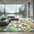 Whimsical Pastel Easter Bunny Meadow Rug