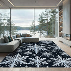 Winter Snowflake Pattern Ice Crystal Rug