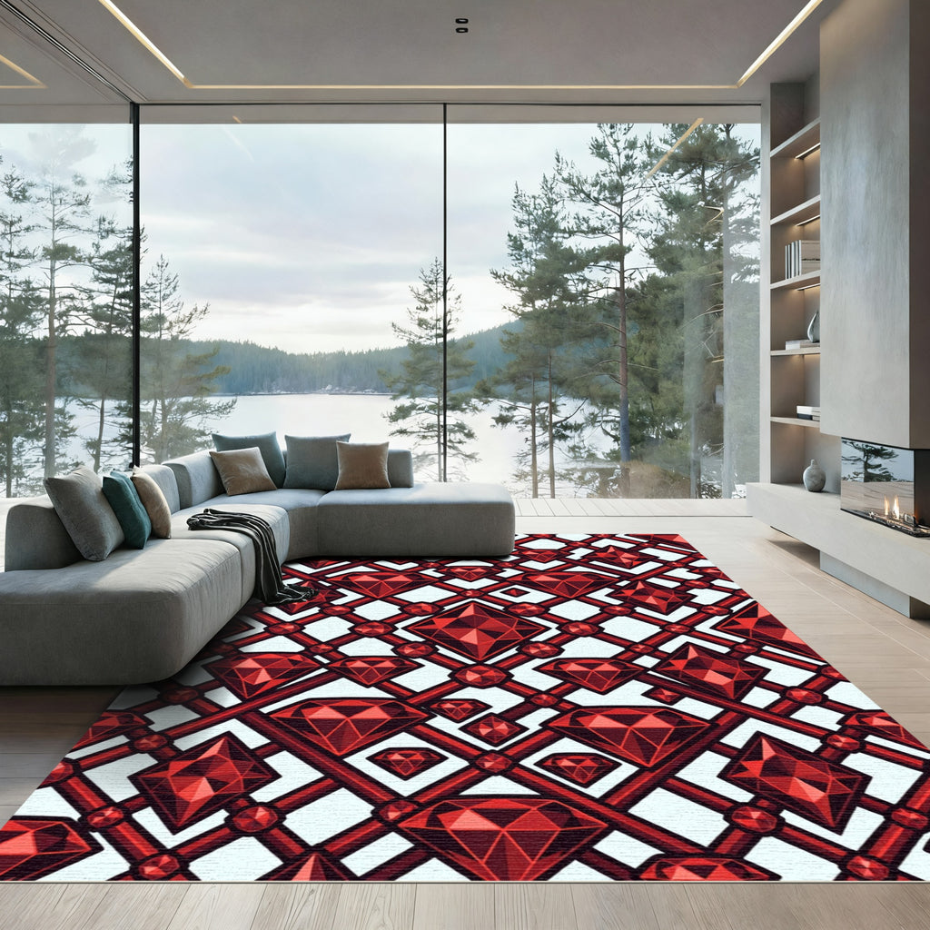 Crimson Gem Lattice Rug