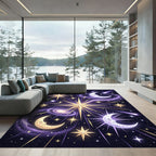 Celestial Moon and Starry Galaxy Rug