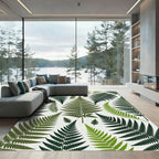 Green Fern Leaf Arrangement Rug