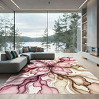 Ethereal Pink Cherry Blossom Ink Flow Rug