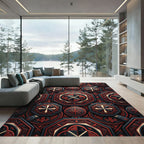 Gothic Crimson Octagon Geometric Medallion Rug