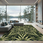 Olive Green Starburst Geometric Mandala Rug