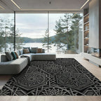 Monochromatic Geometric Star Mandala Rug