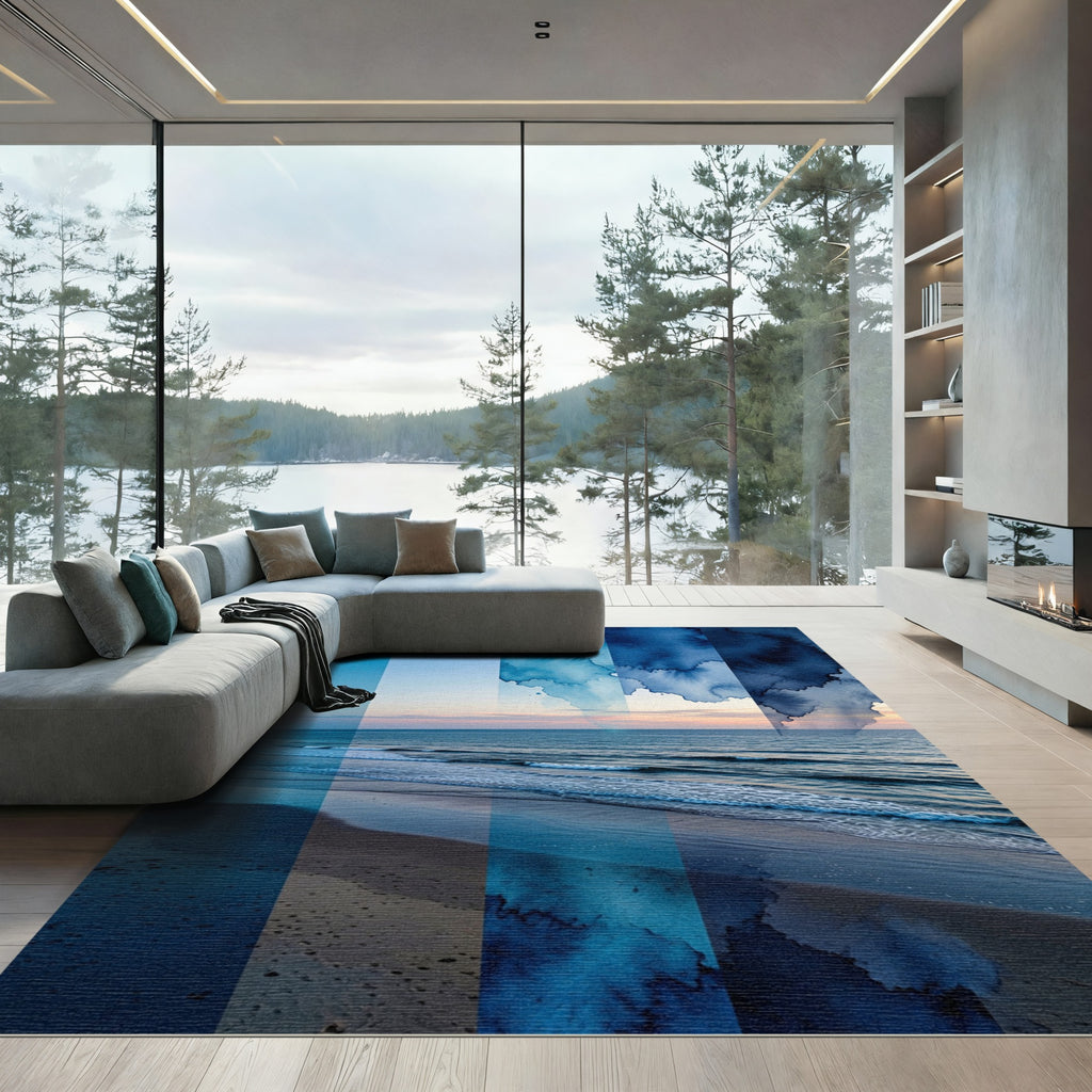 Gradient Indigo Wash Beach Abstract Rug