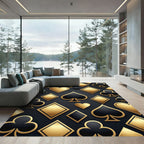 Elegant Gold and Black Playing Card Rug