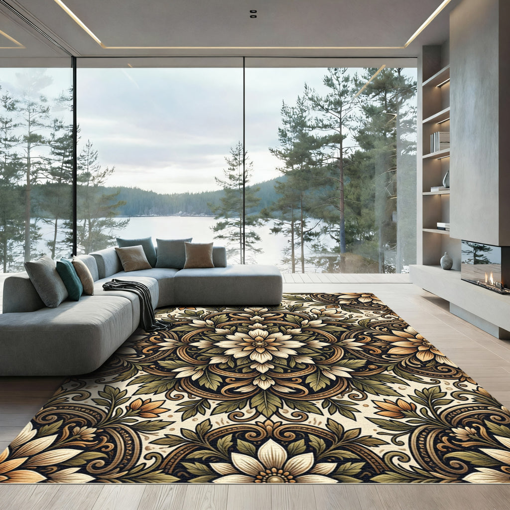 Antique Floral Medallion Dark Verdant Rug