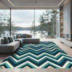 Deep Teal Chevron Zigzag Stripes Rug