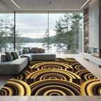 Rich Gold Brown Concentric Arcs Rug